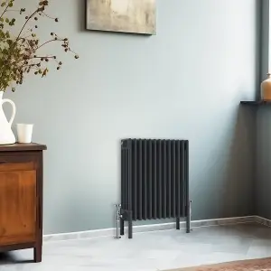 Right Radiators 600x605 mm Horizontal Traditional 4 Column Cast Iron Style Radiator Anthracite