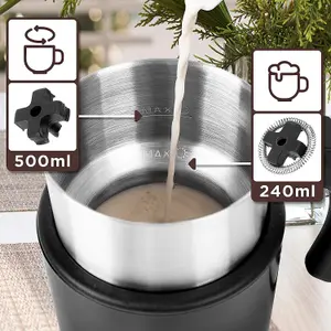 Duronic Electric Milk Frother, 500ml Hot Chocolate Maker, Automatic Milk Frother and Milk Steamer for Cappuccino, Coffee