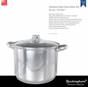 Buckingham Premium Induction Stainless Steel Stock Pot, 32 cm, 19 L