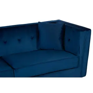 Interiors by Premier Ferris Navy Velvet 3 Seat Sofa