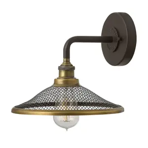 Wall Light Warehouse Barn Retro Mesh Shad 2 Tone Buckeye Bronze LED E27 100W