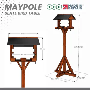 Maypole Bird Table with Slate-Effect Roof