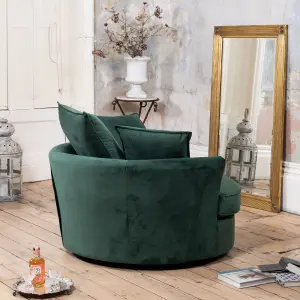 Havana Velvet Fabric Swivel Based Base Cuddle Chair - Green