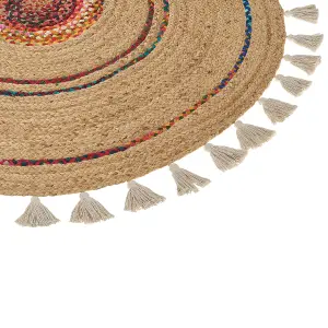 Round Jute Area Rug 140 cm Beige OBAKOY