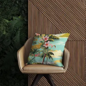 Palm Trees and Hibiscus Outdoor Cushion 60cm x 60cm