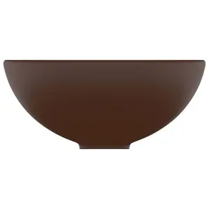 Belfry Bathroom Yogi 325mm L x 325mm W Ceramic Circular Countertop Basin Sink Dark Brown