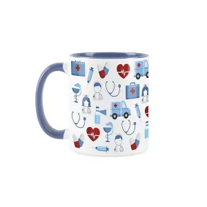 Purely Home Nurse Mug Fun Trades Gift - White and Blue Coffee/Tea Present Mug Gift