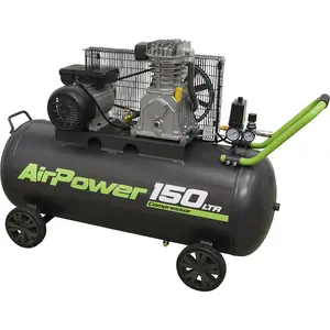 150 Litre Mobile Belt Drive Air Compressor - 3hp Motor - Quick Release Coupling