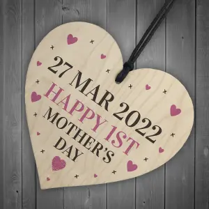 Happy 1st Mothers Day Gift Wooden Heart Gift For New Mum Mummy From Daughter Son Keepsake