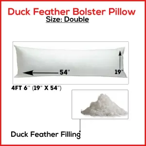 Duck Feather & Down Bolster Pillow Long Body Support Maternity Pregnancy Pillows Size (Double)