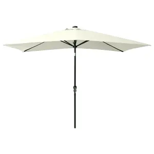 Berkfield Parasol with LEDs and Steel Pole Sand 2x3 m