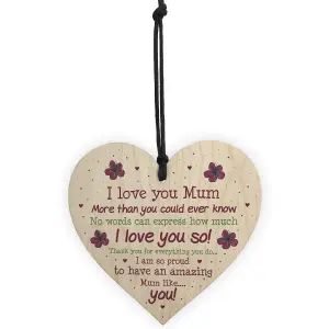 Red Ocean Handmade Mum Gifts From Daughter Or Son Wooden Heart Keepsake Gift For Her