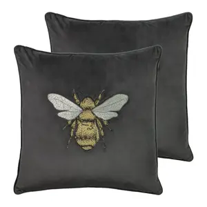 Hortus Square Scatter Cushion (Set of 2) Charcoal