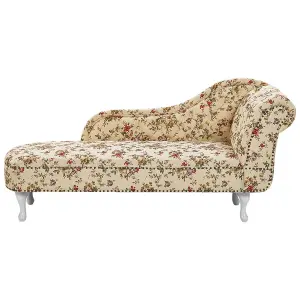 Right Hand Chaise Lounge Flower Print Beige NIMES