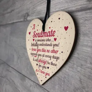 Red Ocean My Soulmate I Love You Wooden Heart Plaque Anniversary Birthday Gifts For Him For Her