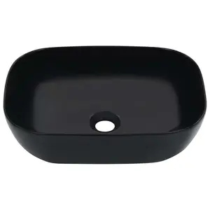 Belfry Bathroom Fullilove 180mm L x 320mm W Ceramic Rectangular Countertop Basin Sink Black