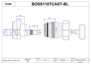 McAlpine BOSS110TCAST-BL Black Mechanical Two Piece Cast Iron Soil Pipe Boss Connector to suit 22mm drill size