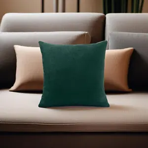 Plain 45cm x 45cm Velvet Chenille Cushion Green