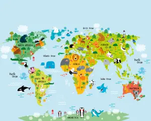 Origin Murals Children's Whole Wide World Map Matt Smooth Paste the Wall Mural 350cm wide x 280cm high