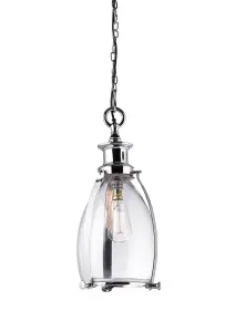 Luminosa Ceiling Pendant Light Clear Glass, Polished Nickel, E27