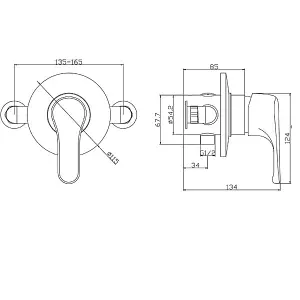 Chrome Single Lever Shower Mixer Valve Exposed Concealed -135 - 160mm Centres