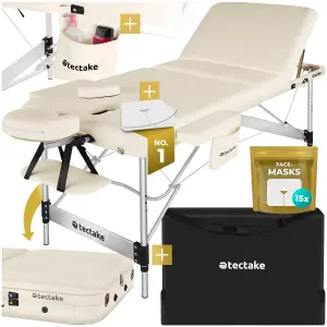 Massage Table Ko Tao - 3 zones, 78cm wide, aluminium frame, folding, carry bag - beige