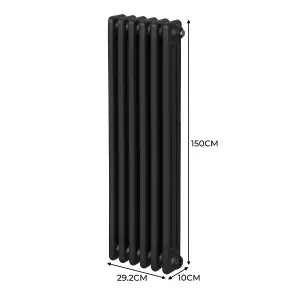 Traditional 3 Column Radiator - 1500 x 292 mm - Black