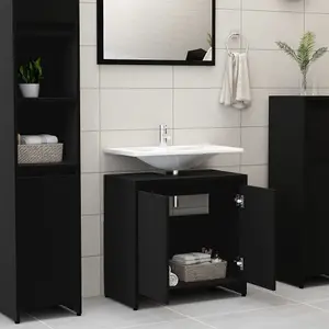 Berkfield Bathroom Cabinet Black 60x33x61 cm Engineered Wood