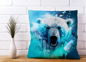 Polar Bear Face Splashart Cushions 45cm x 45cm