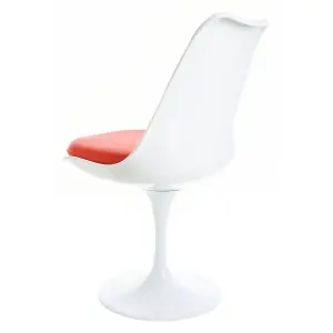 White Tulip Dining Chair with Red PU Cushion