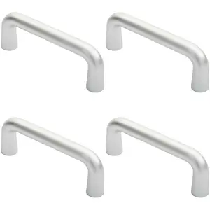 4x Rounded D Shaped Bar Handle 150 x 22mm Diameter Satin Anodised Aluminium