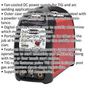 180A Fan Cooled TIG & MMA Inverter Welder for Efficient Arc Welding