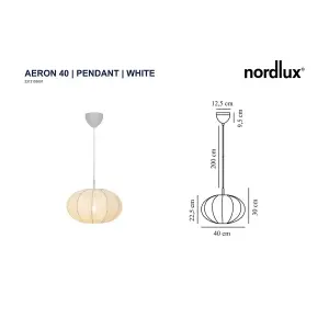 Nordlux Aeron 40 Indoor Pendant Ceiling Light in White (Height) 30cm