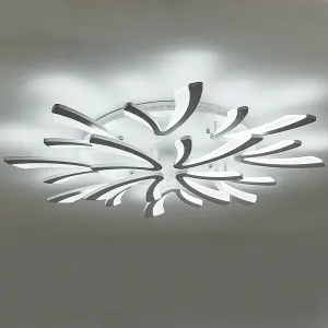 12 Lamp Unique V Shaped Petals Acrylic Shade LED Semi Flush Ceiling Light Fixture Cool White