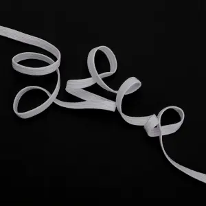 3mm Flat Elastic Band Stretchable Elastic Cord Stretch Strap, White - 1 metre