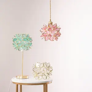 ValueLights Reine Easy Fit Glass Flower Pendant Ceiling Light Shade / Table Lampshade - Pink - Bulb Included