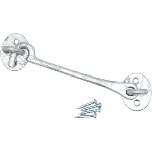 EAI Long Cabin Hook Iron Strong Hold Back Gate or Door Hook Quality Style Cast Iron - 12 inch - Galvanised