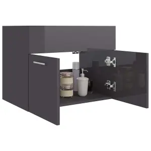 Berkfield Sink Cabinet High Gloss Grey 60x38.5x46 cm Engineered Wood