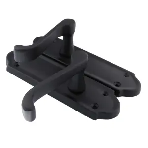 Ashford Door Handle Latch Scroll Lever - Matt Black Latch & Hinge Pack