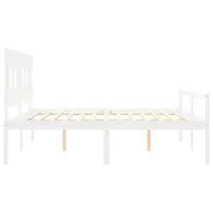 Berkfield Bed Frame with Headboard White Super King Size Solid Wood