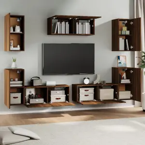 Berkfield 7 Piece TV Cabinet Set Brown Oak Engineered Wood