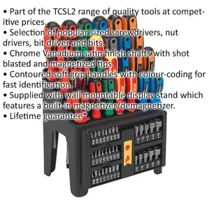 61-Piece Large Screwdriver and Nut Driver Set with Colour Coding and Storage Stand