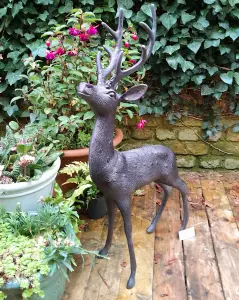 Aluminium Stag Sculpture Garden Ornament with Bronze Finish