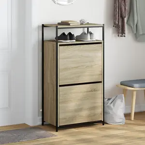 Shoe Cabinet Sonoma Oak 60x34x112 cm Engineered Wood