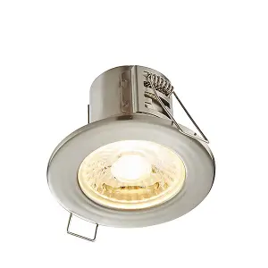 Luminosa Shieldeco Fire Rated Integrated LED Bathroom Recessed Light Satin Nickel Plate, Acrylic IP65