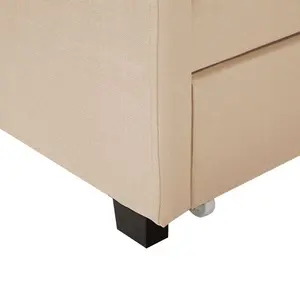 Fabric EU King Size Bed with Storage Beige MONTPELLIER