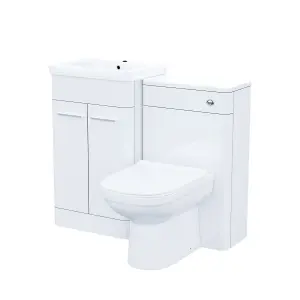 Nes Home 1000mm Gloss White Freestanding Vanity Cabinet with WC Unit & BTW Toilet