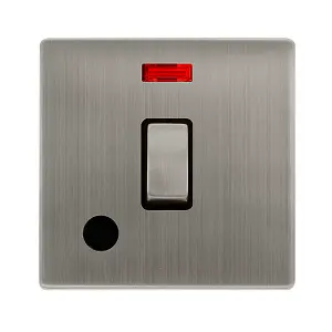 Stainless Steel Screwless Plate 1 Gang 20A Ingot DP Switch With Flex With Neon - Black Trim - SE Home