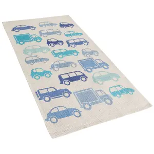 Cotton Kids Rug Car Print 60 x 90 cm Blue MADURAJ