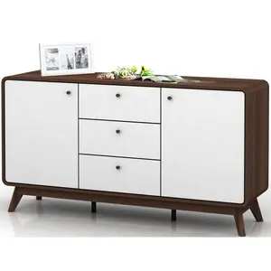 Justine 140Cm Wide 3 Drawer Sideboard Walnut/White